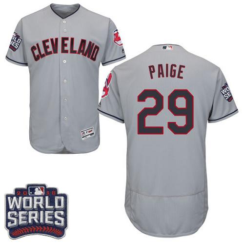 Indians #29 Satchel Paige Grey Flexbase Authentic Collection 2016 World Series Bound Stitched MLB Jersey Indians #29 Satchel Paige Grey Flexbase Authentic Collection 2016 World Series Bound Stitched MLB Jersey