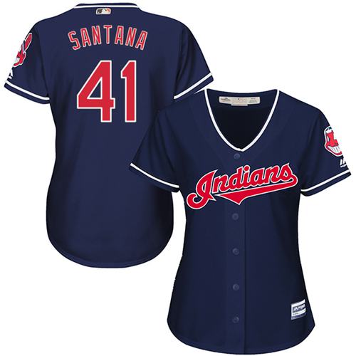 Indians #41 Carlos Santana Navy Blue Women's Alternate Stitched MLB Jersey Indians #41 Carlos Santana Navy Blue Women's Alternate Stitched MLB Jersey