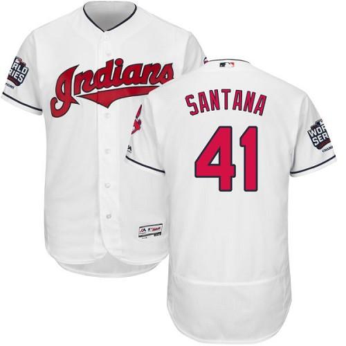 Indians #41 Carlos Santana White Flexbase Authentic Collection 2016 World Series Bound Stitched MLB Jersey Indians #41 Carlos Santana White Flexbase Authentic Collection 2016 World Series Bound Stitched MLB Jersey