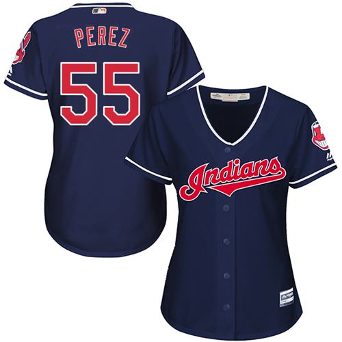 Indians #55 Roberto Perez Navy Blue Women's Alternate Stitched MLB Jersey Indians #55 Roberto Perez Navy Blue Women's Alternate Stitched MLB Jersey