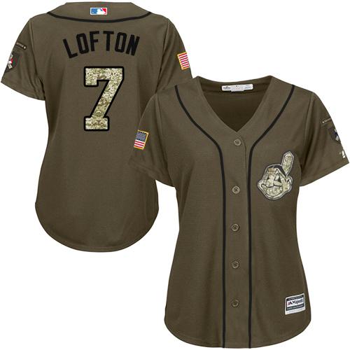 Indians #7 Kenny Lofton Green Salute to Service Women's Stitched MLB Jersey Indians #7 Kenny Lofton Green Salute to Service Women's Stitched MLB Jersey