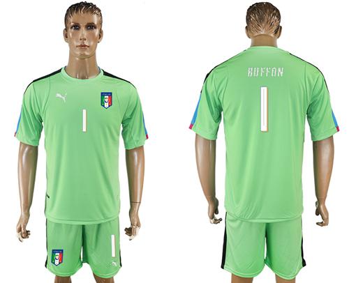 Italy #1 Buffon Green Goalkeeper Soccer Country Jersey Italy #1 Buffon Green Goalkeeper Soccer Country Jersey