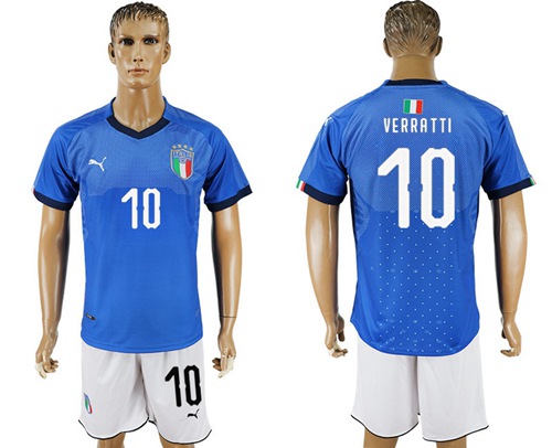 Italy #10 Verratti Home Soccer Country Jersey Italy #10 Verratti Home Soccer Country Jersey