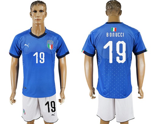 Italy #19 Bonucci Home Soccer Country Jersey Italy #19 Bonucci Home Soccer Country Jersey