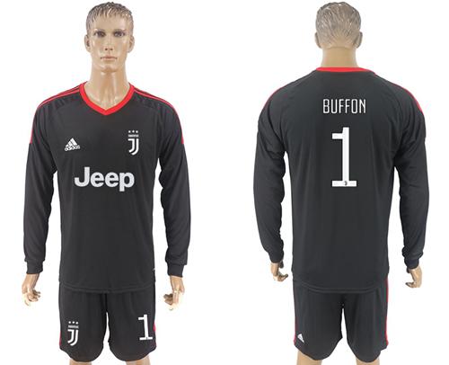 Juventus #1 Buffon Black Goalkeeper Long Sleeves Soccer Club Jersey Juventus #1 Buffon Black Goalkeeper Long Sleeves Soccer Club Jersey