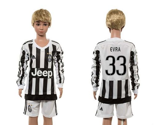 Juventus #33 Evra Home Long Sleeves Kid Soccer Club Jersey Juventus #33 Evra Home Long Sleeves Kid Soccer Club Jersey