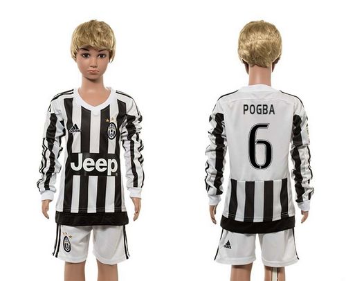 Juventus #6 Pogba Home Long Sleeves Kid Soccer Club Jersey Juventus #6 Pogba Home Long Sleeves Kid Soccer Club Jersey