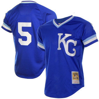 Kansas City Royals George Brett Mitchell & Ness Royal Blue Batting Practice Jersey Kansas City Royals George Brett Mitchell & Ness Royal Blue Batting Practice Jersey