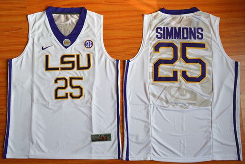 LSU Tigers #25 Ben Simmons White Basketball Stitched NCAA Jersey LSU Tigers #25 Ben Simmons White Basketball Stitched NCAA Jersey