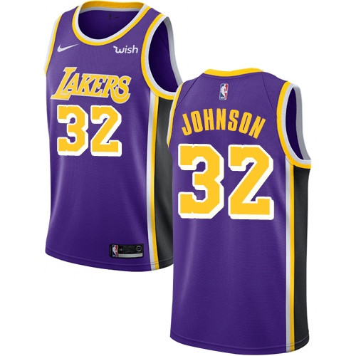 Lakers #32 Magic Johnson Purple Men Basketball Swingman Statement Edition Jersey