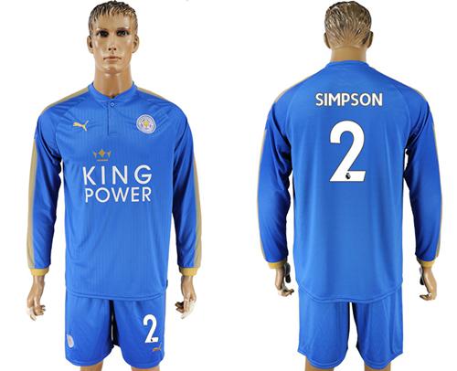 Leicester City #2 Simpson Home Long Sleeves Soccer Club Jersey Leicester City #2 Simpson Home Long Sleeves Soccer Club Jersey