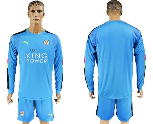 Leicester City Blank Light Blue Goalkeeper Long Sleeves Soccer Club Jersey Leicester City Blank Light Blue Goalkeeper Long Sleeves Soccer Club Jersey