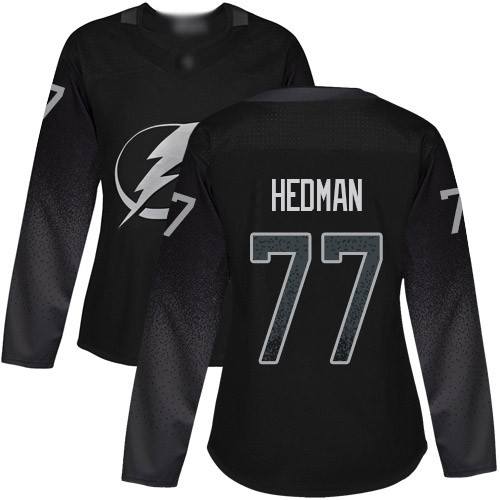 Lightning #77 Victor Hedman Black Alternate Authentic Women's Stitched Hockey Jersey