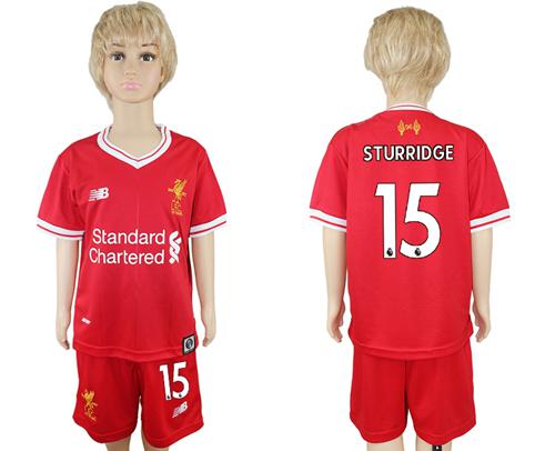 Liverpool #15 Sturridge Red Home Kid Soccer Club Jersey