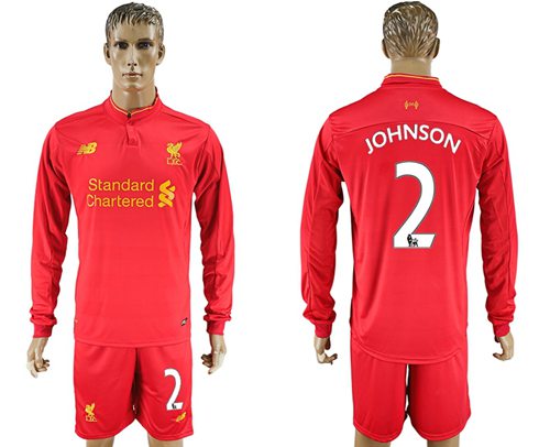 Liverpool #2 Johnson Home Long Sleeves Soccer Club Jersey Liverpool #2 Johnson Home Long Sleeves Soccer Club Jersey