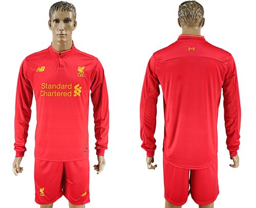 Liverpool Blank Home Long Sleeves Soccer Club Jersey
