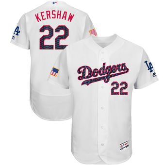 Clayton Kershaw Los Angeles Dodgers Majestic 2017 Stars & Stripes Authentic Collection Flex Base Player Jersey - White Clayton Kershaw Los Angeles Dodgers Majestic 2017 Stars & Stripes Authentic Collection Flex Base Player Jersey - White