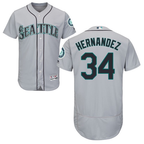 Mariners #34 Felix Hernandez Grey Flexbase Authentic Collection Stitched MLB Jersey Mariners #34 Felix Hernandez Grey Flexbase Authentic Collection Stitched MLB Jersey
