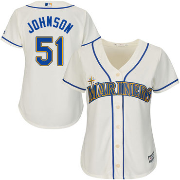 Mariners #51 Randy Johnson Cream Alternate Women's Stitched MLB Jersey Mariners #51 Randy Johnson Cream Alternate Women's Stitched MLB Jersey