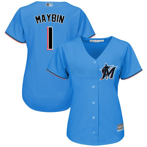 Marlins #1 Cameron Maybin Blue Alternate Women's Stitched Baseball Jersey Marlins #1 Cameron Maybin Blue Alternate Women's Stitched Baseball Jersey
