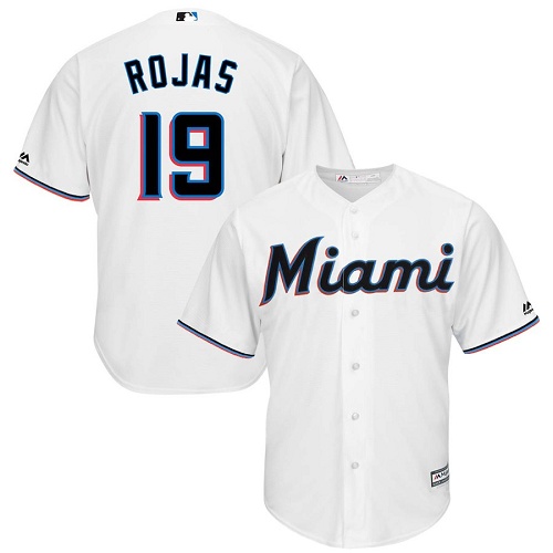 Marlins #19 Miguel Rojas White Cool Base Stitched Youth Baseball Jersey Marlins #19 Miguel Rojas White Cool Base Stitched Youth Baseball Jersey