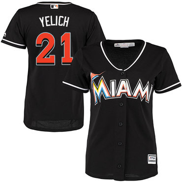 Marlins #21 Christian Yelich Black Alternate Women's Stitched MLB Jersey Marlins #21 Christian Yelich Black Alternate Women's Stitched MLB Jersey