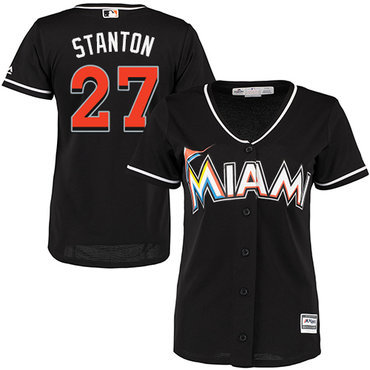Marlins #27 Giancarlo Stanton Black Alternate Women's Stitched MLB Jersey Marlins #27 Giancarlo Stanton Black Alternate Women's Stitched MLB Jersey