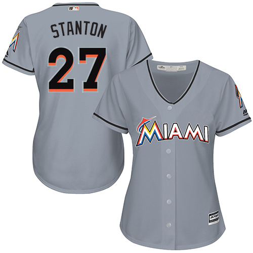 Marlins #27 Giancarlo Stanton Grey Road Women's Stitched MLB Jersey Marlins #27 Giancarlo Stanton Grey Road Women's Stitched MLB Jersey