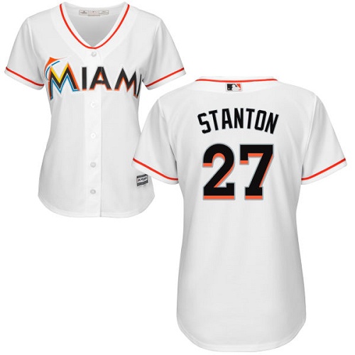 Marlins #27 Giancarlo Stanton White Home Women's Stitched MLB Jersey Marlins #27 Giancarlo Stanton White Home Women's Stitched MLB Jersey
