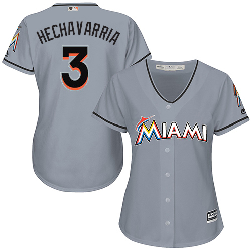 Marlins #3 Adeiny Hechavarria Grey Road Women's Stitched MLB Jersey Marlins #3 Adeiny Hechavarria Grey Road Women's Stitched MLB Jersey