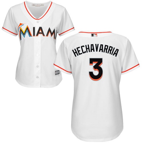 Marlins #3 Adeiny Hechavarria White Home Women's Stitched MLB Jersey Marlins #3 Adeiny Hechavarria White Home Women's Stitched MLB Jersey