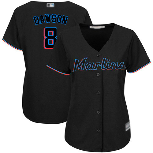 Marlins #8 Andre Dawson Black Alternate Women's Stitched Baseball Jersey Marlins #8 Andre Dawson Black Alternate Women's Stitched Baseball Jersey