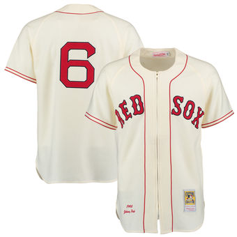 Men's 1946 Boston Red Sox Johnny Pesky Mitchell & Ness Cream Authentic Throwback Jersey Men's 1946 Boston Red Sox Johnny Pesky Mitchell & Ness Cream Authentic Throwback Jersey