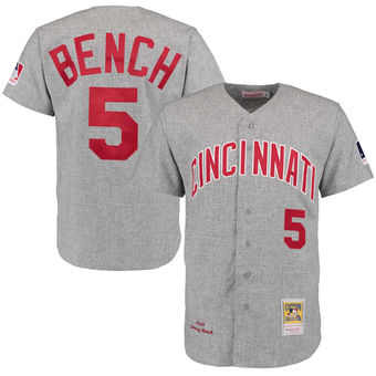 Men's 1969 Cincinnati Reds Johnny Bench Mitchell & Ness Gray Authentic Throwback Jersey Men's 1969 Cincinnati Reds Johnny Bench Mitchell & Ness Gray Authentic Throwback Jersey
