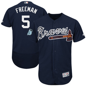 Men's Atlanta Braves #5 Freddie Freeman Majestic Navy 2017 Spring Training Authentic FlexBase Player Jersey Men's Atlanta Braves #5 Freddie Freeman Majestic Navy 2017 Spring Training Authentic FlexBase Player Jersey