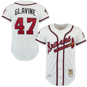 Men's Atlanta Braves Tom Glavine Mitchell & Ness White Throwback Authentic Jersey Men's Atlanta Braves Tom Glavine Mitchell & Ness White Throwback Authentic Jersey