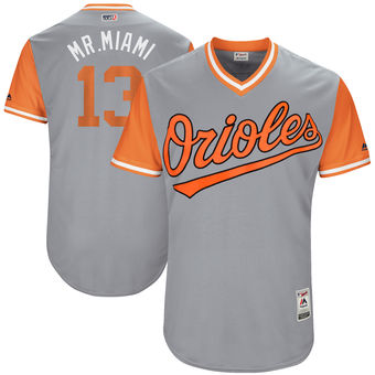 Men's Baltimore Orioles Manny Machado Mr. Miami Majestic Gray 2017 Players Weekend Authentic Jersey Men's Baltimore Orioles Manny Machado Mr. Miami Majestic Gray 2017 Players Weekend Authentic Jersey