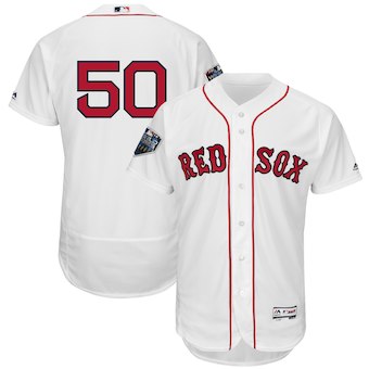 Men's Boston Red Sox Mookie Betts Majestic White 2018 World Series Flex Base Player Jersey
