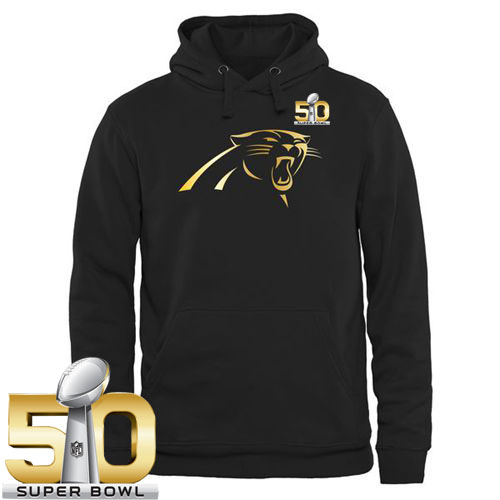Men's Carolina Panthers Pro Line Black Gold Super Bowl 50 Collection Pullover Hoodie Men's Carolina Panthers Pro Line Black Gold Super Bowl 50 Collection Pullover Hoodie