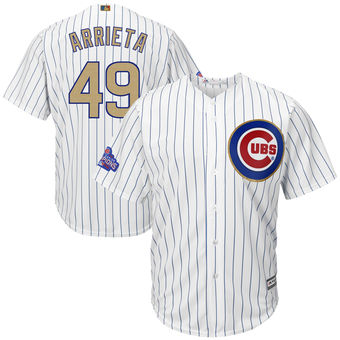 Men's Chicago Cubs Jake Arrieta Majestic White 2017 Gold Program Cool Base Player Jersey Men's Chicago Cubs Jake Arrieta Majestic White 2017 Gold Program Cool Base Player Jersey