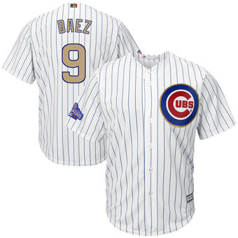 Men's Chicago Cubs Javier Baez Majestic White 2017 Gold Program Cool Base Player Jersey Men's Chicago Cubs Javier Baez Majestic White 2017 Gold Program Cool Base Player Jersey