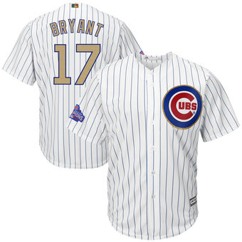 Men's Chicago Cubs Kris Bryant Majestic White 2017 Gold Program Cool Base Player Jersey Men's Chicago Cubs Kris Bryant Majestic White 2017 Gold Program Cool Base Player Jersey