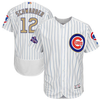 Men's Chicago Cubs Kyle Schwarber Majestic White 2017 Gold Program FlexBase Player Jersey