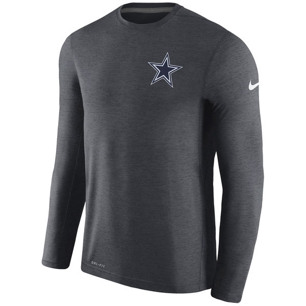 Men's Dallas Cowboys Nike Charcoal Coaches Long Sleeve Performance T-Shirt Men's Dallas Cowboys Nike Charcoal Coaches Long Sleeve Performance T-Shirt
