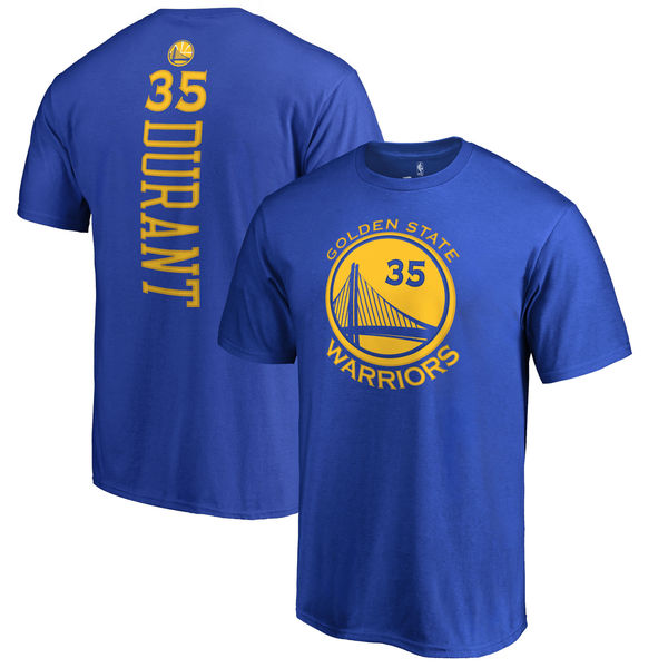 Men's Golden State Warriors Kevin Durant Royal Backer Name & Number T-Shirt