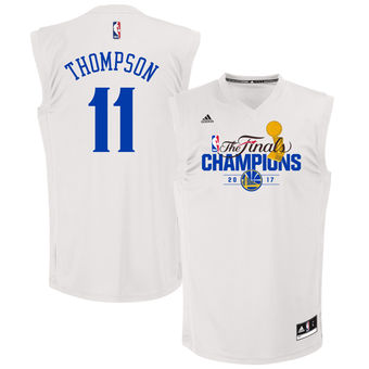 Men's Golden State Warriors Klay Thompson adidas White 2017 NBA Finals Champions Fashion Replica Jersey
