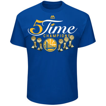 Men's Golden State Warriors Majestic Royal 2017 NBA Finals Champions Multi-Champs T-Shirt