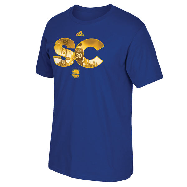 Men's Golden State Warriors Stephen Curry adidas Royal Initial Landmark T-Shirt