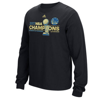 Men's Golden State Warriors adidas Black 2017 NBA Finals Champions Locker Room Long Sleeve T-Shirt