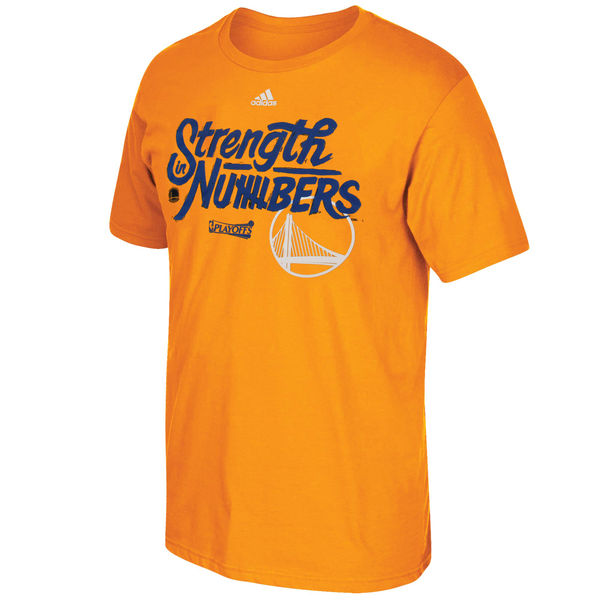 Men's Golden State Warriors adidas Gold On-Court 2016 NBA Playoffs Team Phrase T-Shirt